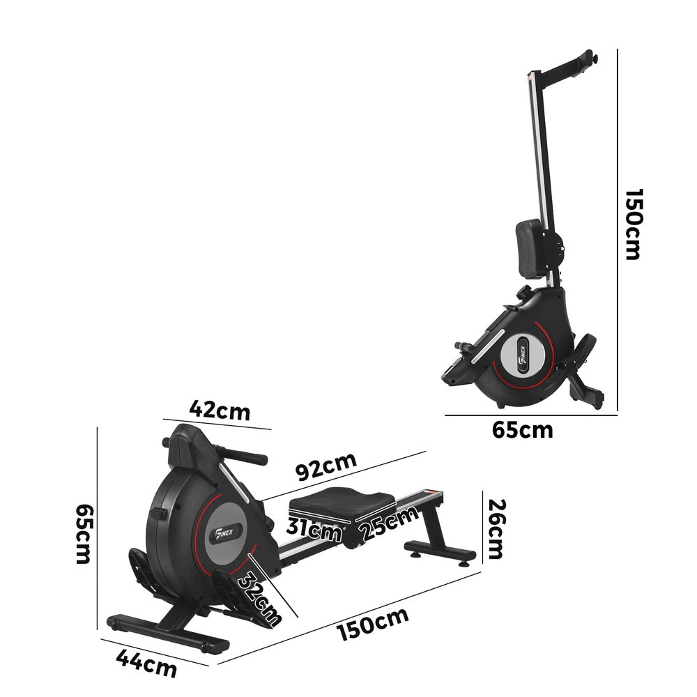 Rowing Machine Magnetic Resistance Rower Fitness Equipment Black