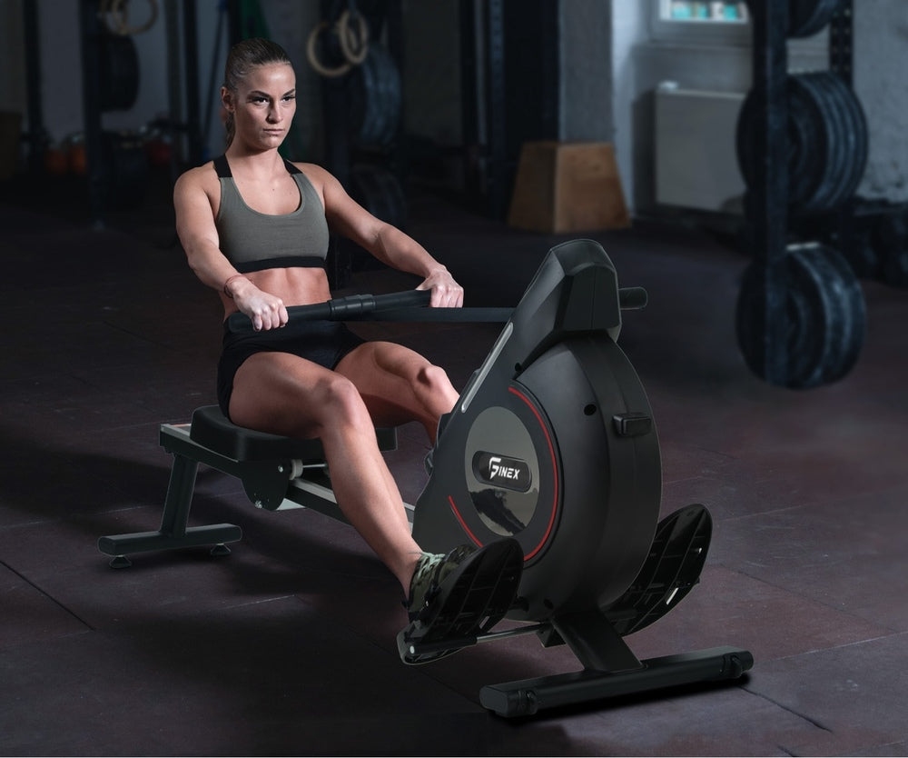Rowing Machine Magnetic Resistance Rower Fitness Equipment Black
