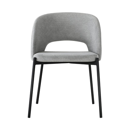 4PCS Armchair Dining Chairs Fabric Grey and Black