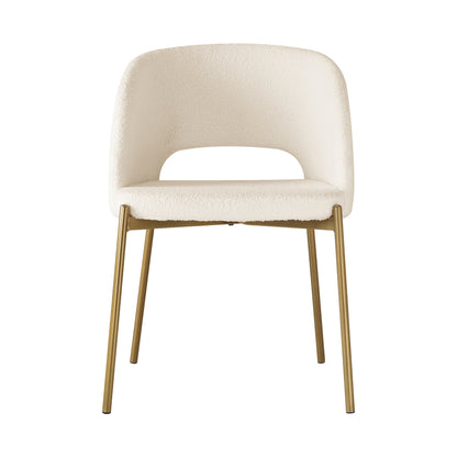 4PCS Armchair Dining Chairs Sherpa White and Gold