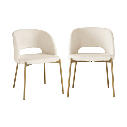 4PCS Armchair Dining Chairs Sherpa White and Gold