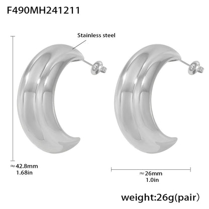 Stainless Steel C- Type Stud Earrings PVD Electroplating
