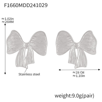 Bow Stud Earrings Stainless Steel PVD Electroplating Color Retention Simple