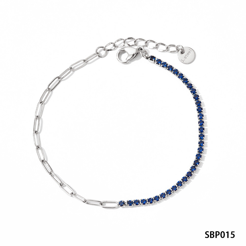 Stainless Steel Zircon Bracelet European And American PVD Vacuum Gold Plated