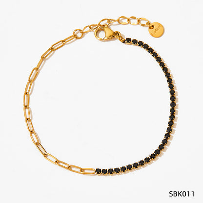 Stainless Steel Zircon Bracelet European And American PVD Vacuum Gold Plated