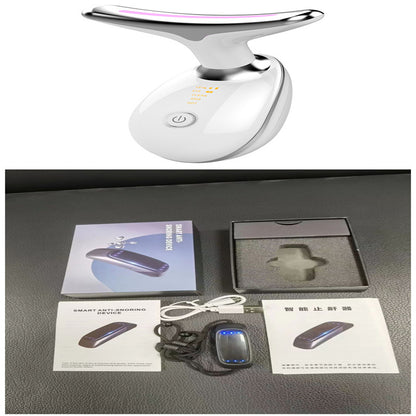 EMS Thermal Neck Lifting & Tightening Massager, Electric Microcurrent Wrinkle Remover, LED Photon Face Beauty Device For Woman