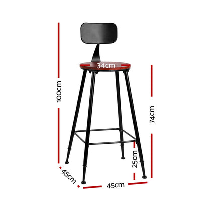 Artiss 2x Bar Stools Vintage Metal Chairs (DzTest)