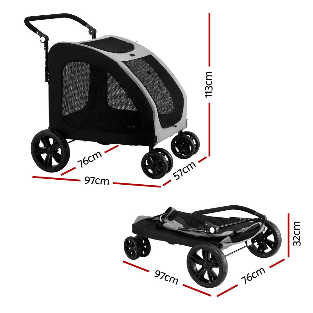 i.Pet Pet Stroller Dog Pram Large Carrier Cat Travel Foldable Strollers 4 Wheels Trolley