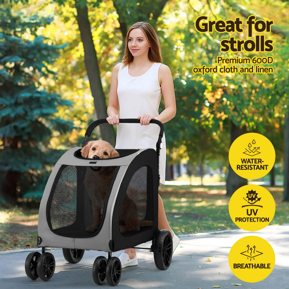 i.Pet Pet Stroller Dog Pram Large Carrier Cat Travel Foldable Strollers 4 Wheels Trolley