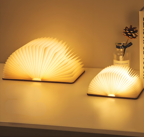 Christmas giftsRechargeable LED Book Night Light: Creative Folding Wooden Lamp with Magnetic Design for Bedrooms & Gifting(Maple Leaf White,S)