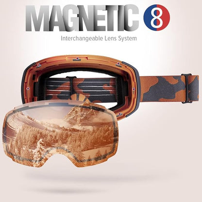 OutdoorMaster Ski Goggles PRO - Frameless, Interchangeable Lens 100% UV400 Protection Snow Goggles for Men & Women-OM-2
