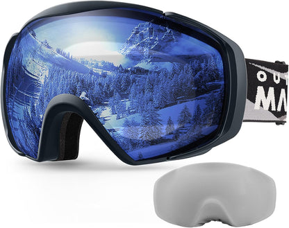 OutdoorMaster Ski Goggles with Cover Snowboard Snow Goggles OTG Anti-Fog -100% UV Protection-OM-18