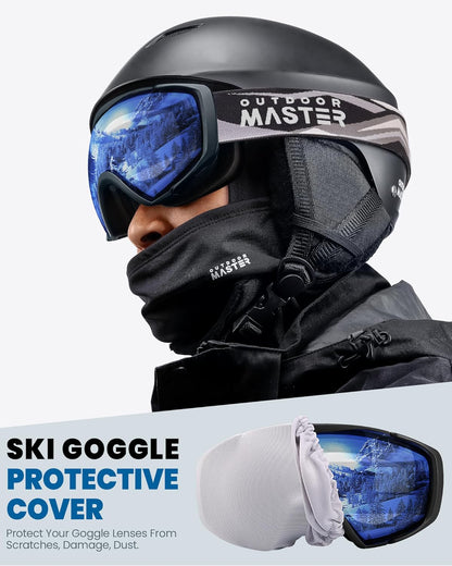 OutdoorMaster Ski Goggles with Cover Snowboard Snow Goggles OTG Anti-Fog -100% UV Protection-OM-18