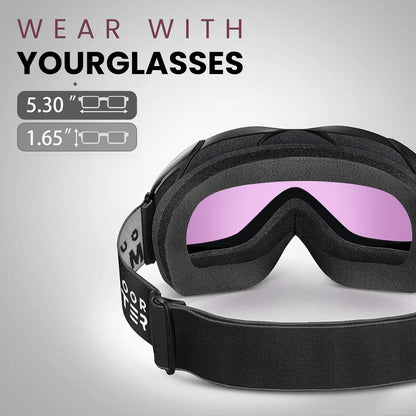 OutdoorMaster OTG Ski Goggles - Over Glasses Ski/Snowboard Goggles for Men, Women & Youth - 100% UV Protection-OM-5