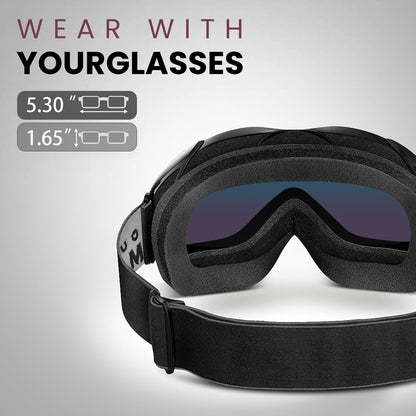 OutdoorMaster OTG Ski Goggles - Over Glasses Ski/Snowboard Goggles for Men, Women & Youth - 100% UV Protection-OM-5