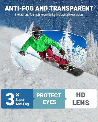 OutdoorMaster Ski Goggles with Cover Snowboard Snow Goggles OTG Anti-Fog -100% UV Protection-OM-18