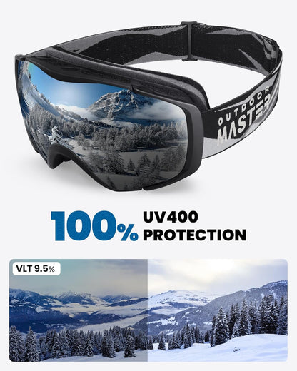 OutdoorMaster Ski Goggles with Cover Snowboard Snow Goggles OTG Anti-Fog -100% UV Protection-OM-18