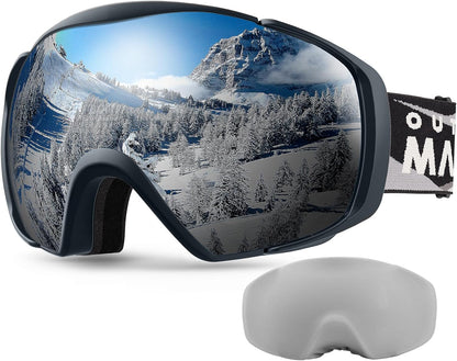 OutdoorMaster Ski Goggles with Cover Snowboard Snow Goggles OTG Anti-Fog -100% UV Protection-OM-18