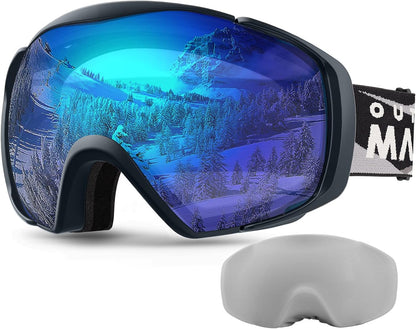 OutdoorMaster Ski Goggles with Cover Snowboard Snow Goggles OTG Anti-Fog -100% UV Protection-OM-18