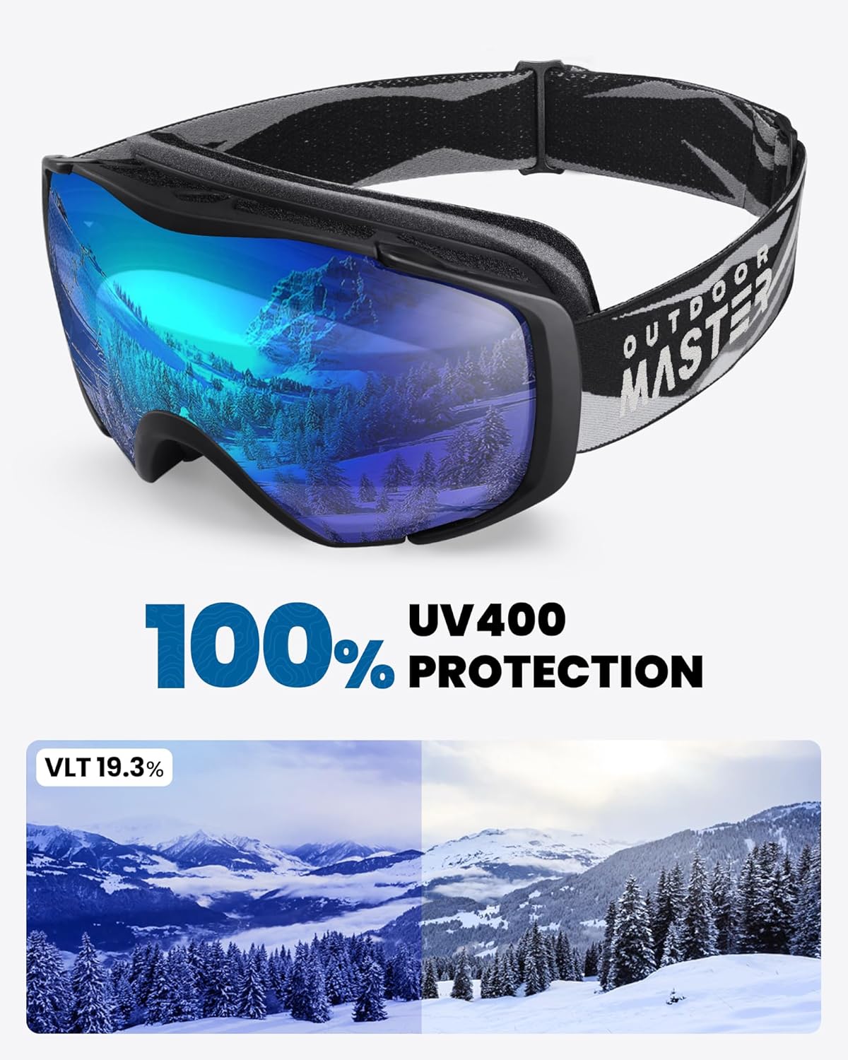 OutdoorMaster Ski Goggles with Cover Snowboard Snow Goggles OTG Anti-Fog -100% UV Protection-OM-18