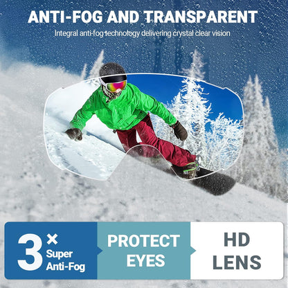 OutdoorMaster Ski Goggles with Cover Snowboard Snow Goggles OTG Anti-Fog -100% UV Protection-OM-18