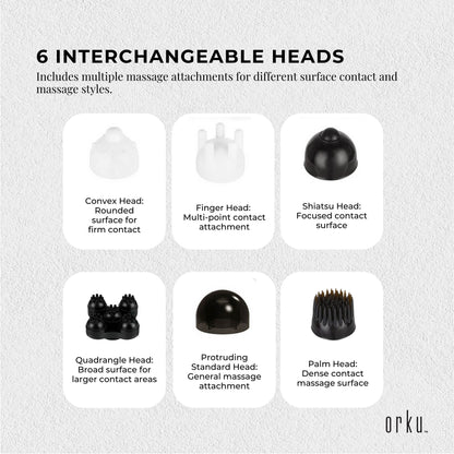 Orku Handheld Body Massager 6 Heads Adjustable Speed Neck Shoulder Back Legs Red