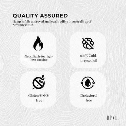 Orku 1L Organic Hemp Seed Oil - Cold Pressed Food Grade Oils