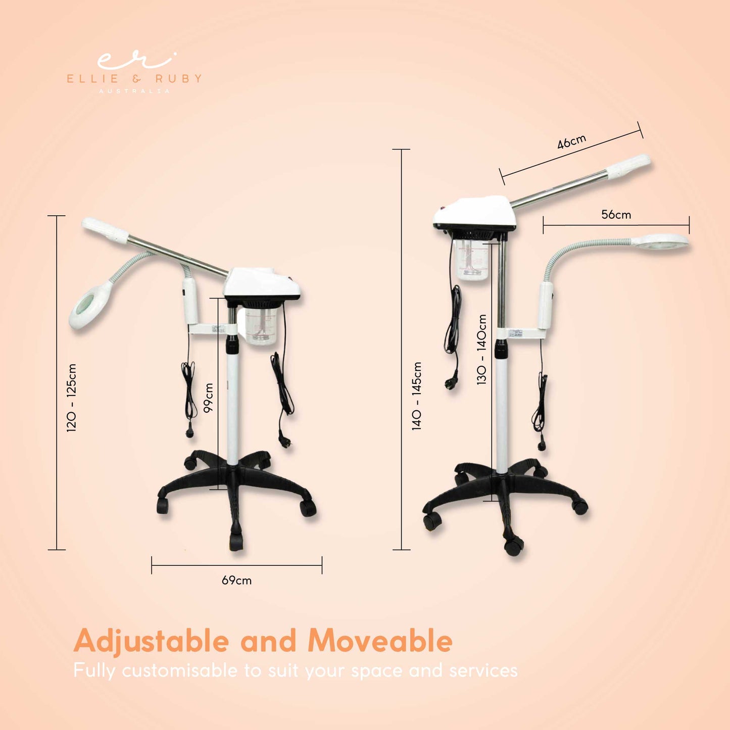 Ellie & Ruby Facial Steamer Magnifying Lamp - 2in1 Professional Beauty Machine