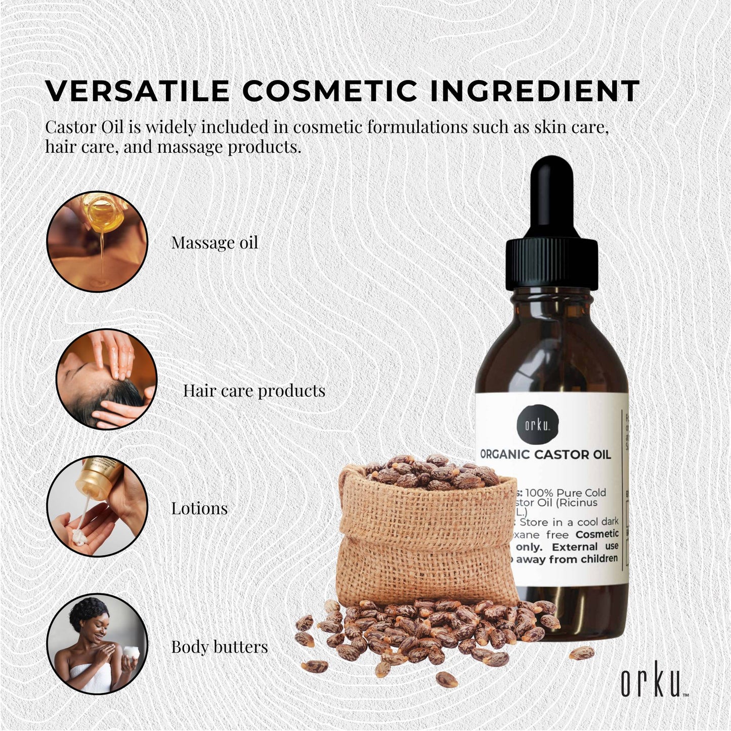 25ml Organic Castor Oil with Dropper - Hexane Free Cold Pressed Skin Hair Care
