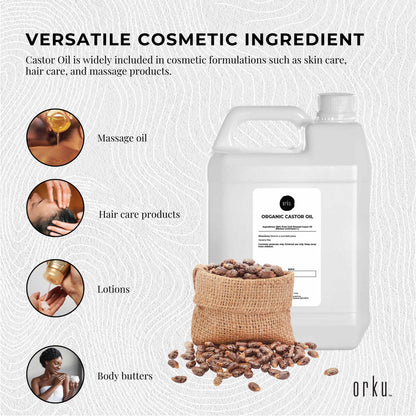 Orku 5L Organic Castor Oil - Hexane Free Cold Pressed