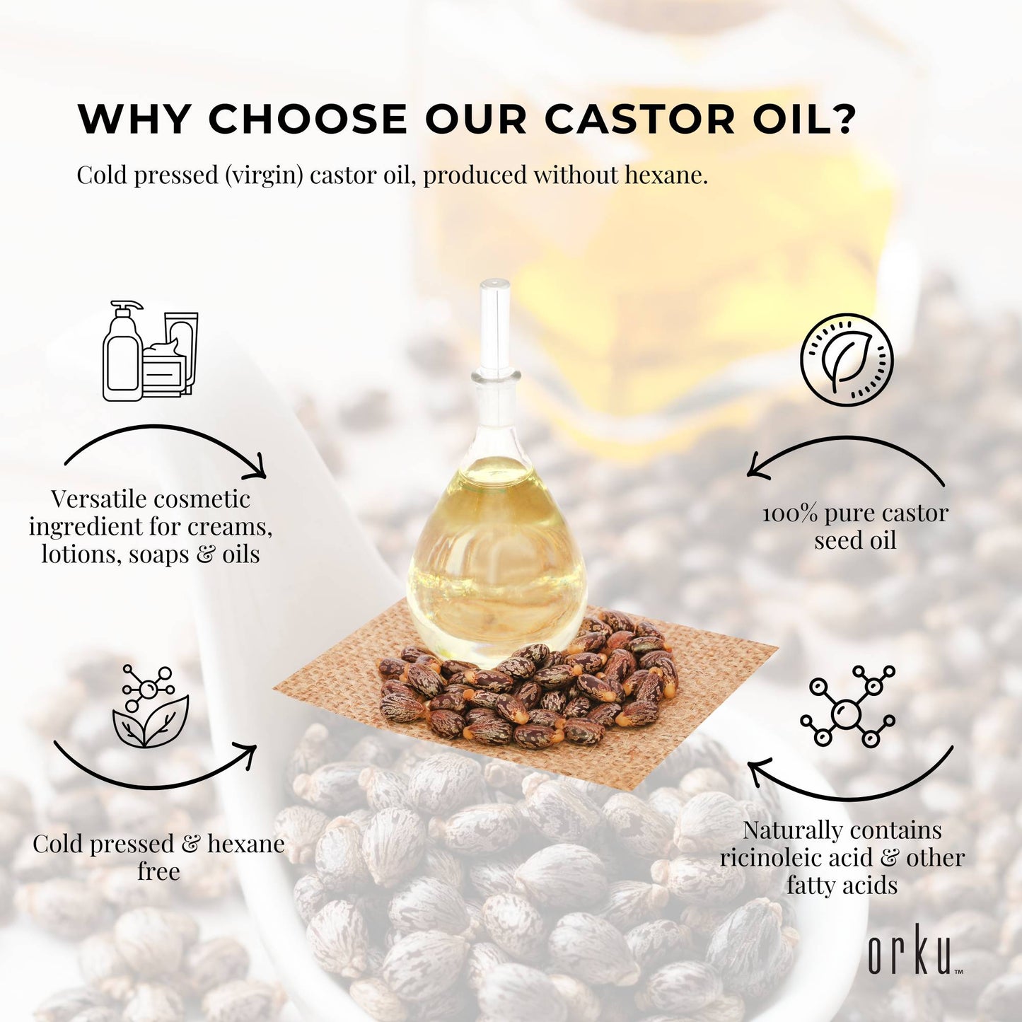25ml Castor Oil with Dropper - Hexane Free Cold Pressed Virgin Skin Hair Care