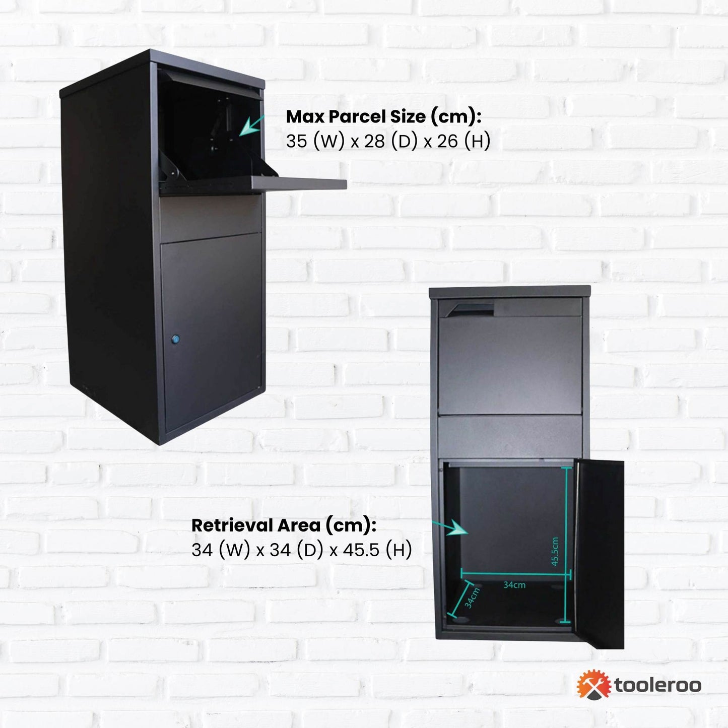Parcel Delivery Drop Box Mailbox - Home Package Post Locker 41.5x38.5x102.5cm
