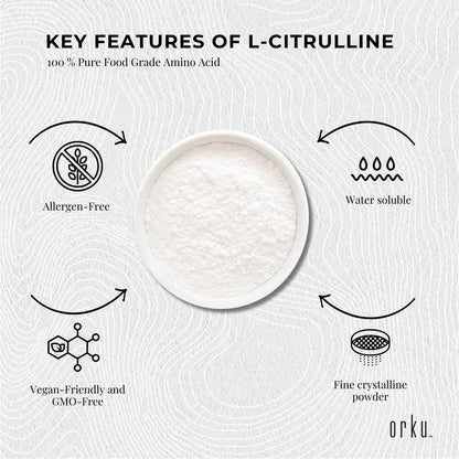 Orku 400g L-Citrulline Powder Buckets - 100 % Pure Food Grade Amino Acid