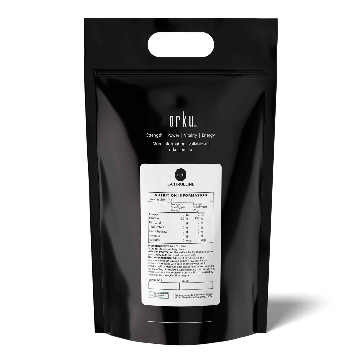 Orku 20Kg L-Citrulline Powder Buckets - 100 % Pure Food Grade Amino Acid