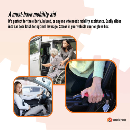 1x Car Cane Door Handle - Portable Elderly Standing Aid LED Flashlight Hammer Tool