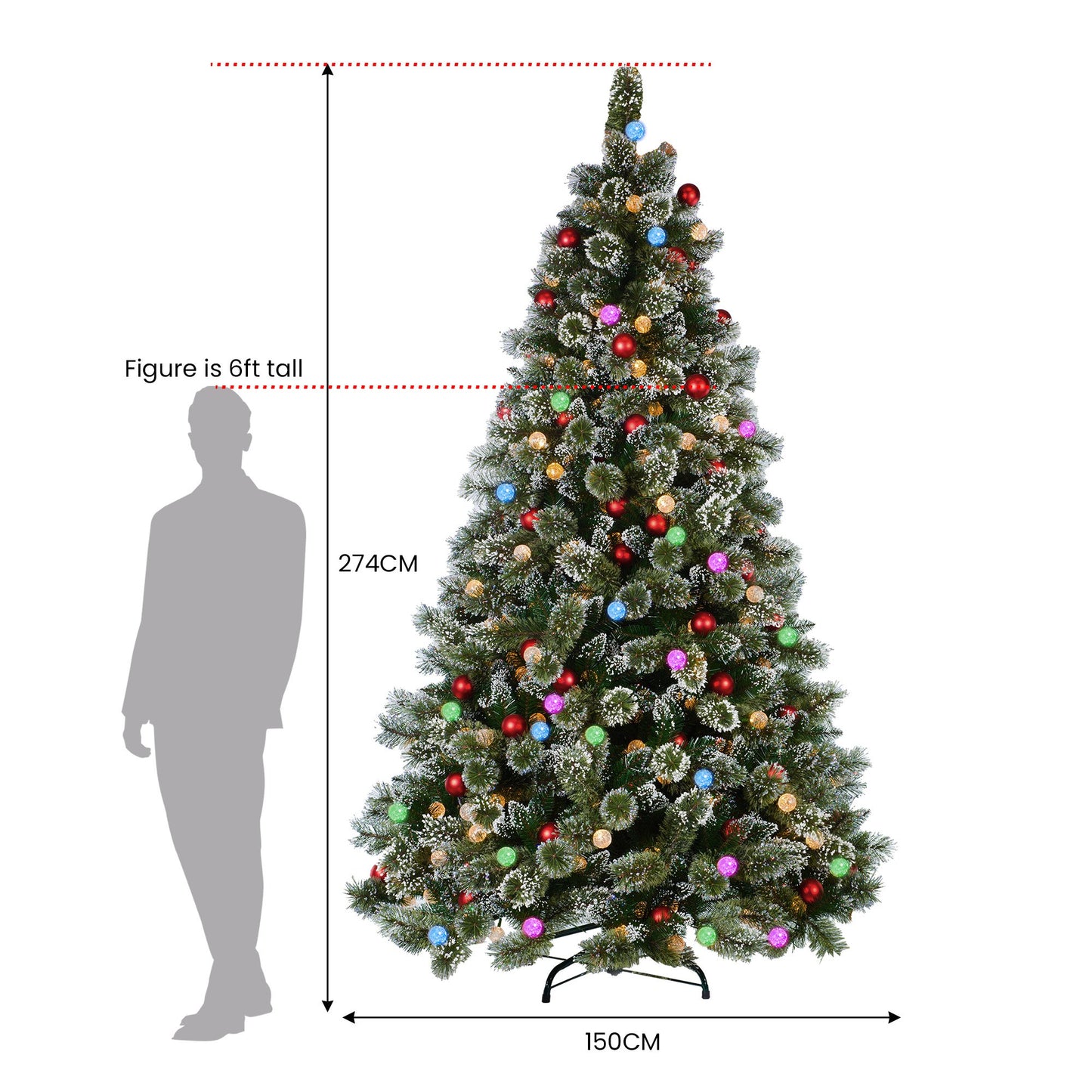 Christabelle Swishmas Snowy Bristle 2.7m Multicolour Pre-Lit Christmas Tree with 2870 Tips