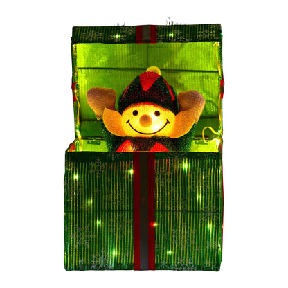 Christabelle Animated Elf Gift Box Led Lights Christmas Tree Decoration Ornament
