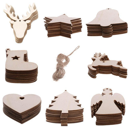 Wooden Christmas Hanging Ornament for Tree DIY Craft Decoration 10pcs - Christmas Tree