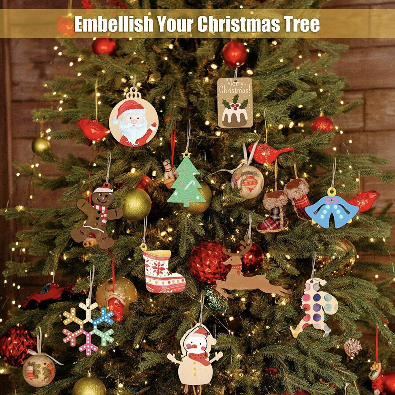 Wooden Christmas Hanging Ornament for Tree DIY Craft Decoration 10pcs - Christmas Tree