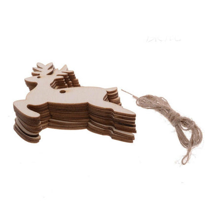 Wooden Christmas Hanging Ornament for Tree DIY Craft Decoration 10pcs - Christmas Tree