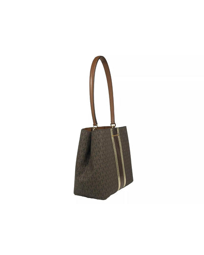Michael Kors Women's Medium Pratt Bucket Shoulder Bag Purse Brown - One Size