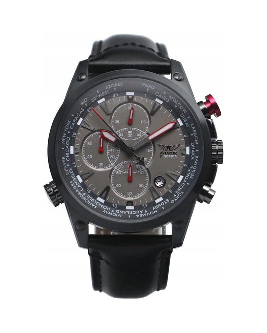 Aviator Men's Brown Leather Watch - One Size