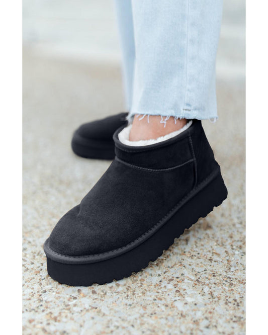 Black Faux Fur Lined Suede Ankle Snow Boots - 37 EU