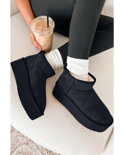 Black Faux Fur Lined Suede Ankle Snow Boots - 39 EU