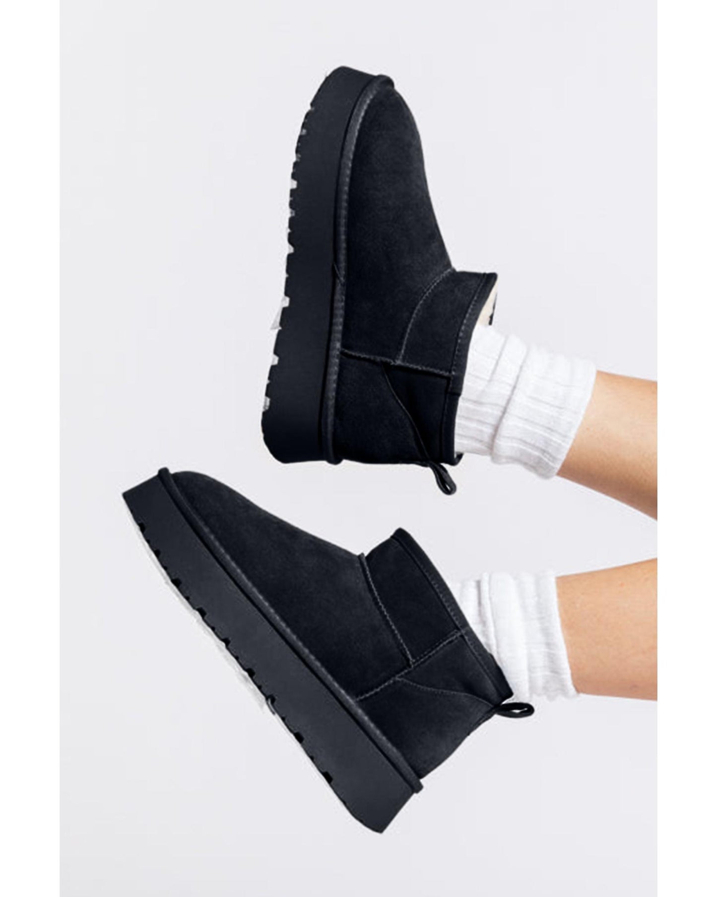 Black Faux Fur Lined Suede Ankle Snow Boots - 42 EU