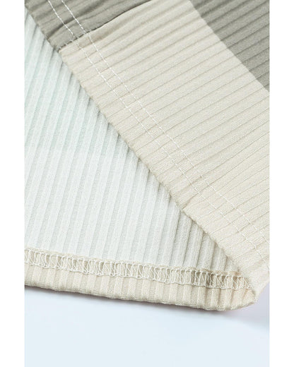 Azura Exchange Ribbed Color Block Long Sleeve Top with Pocket - L