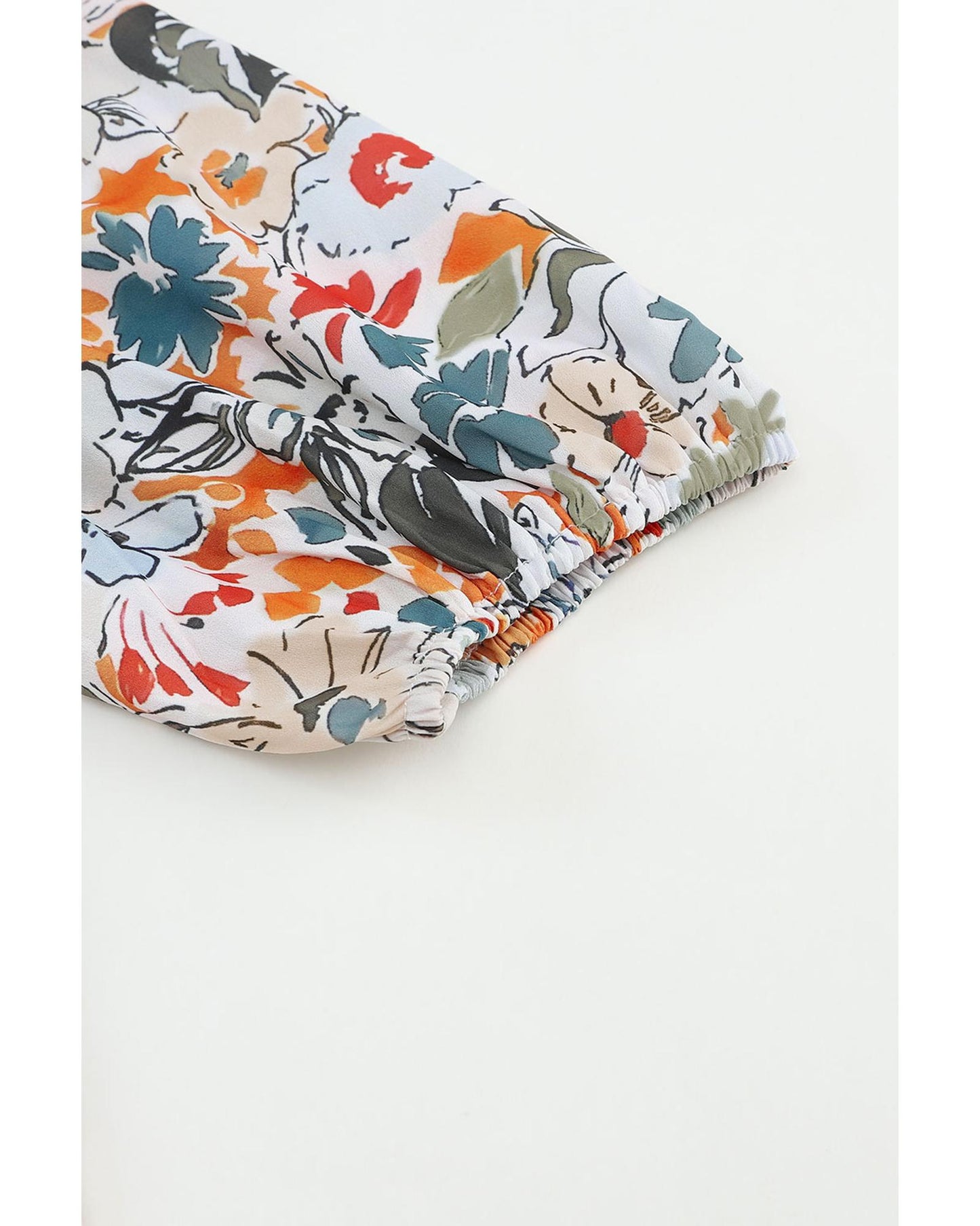 Azura Exchange Multicolor Split V Neck Flower Print Blouse - S