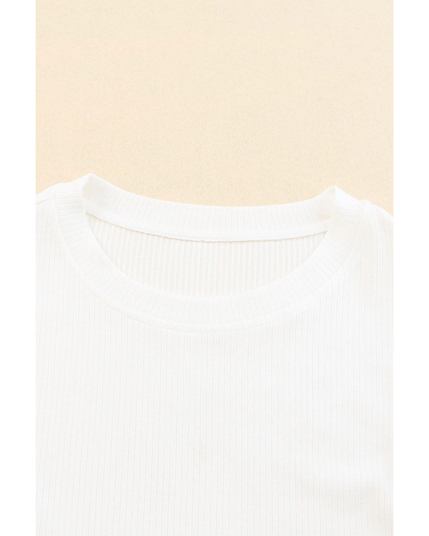 Azura Exchange Dotty Mesh Ruffle Sleeve Ribbed Knit Top - L