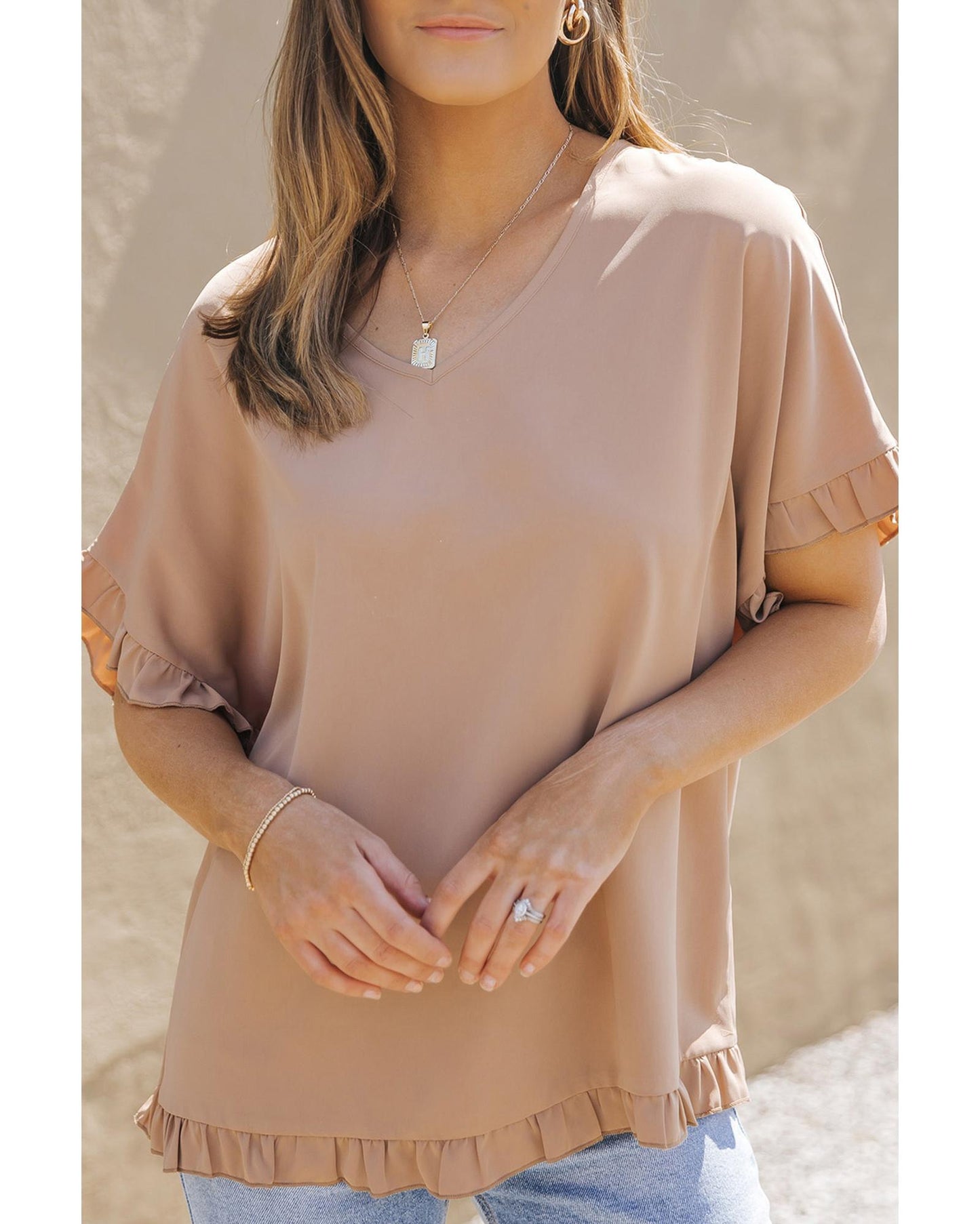 Azura Exchange Ruffle Trim Oversize Blouse - S