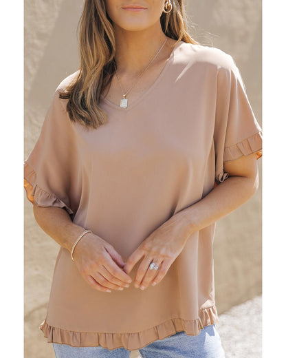 Azura Exchange Ruffle Trim Oversize Blouse - S